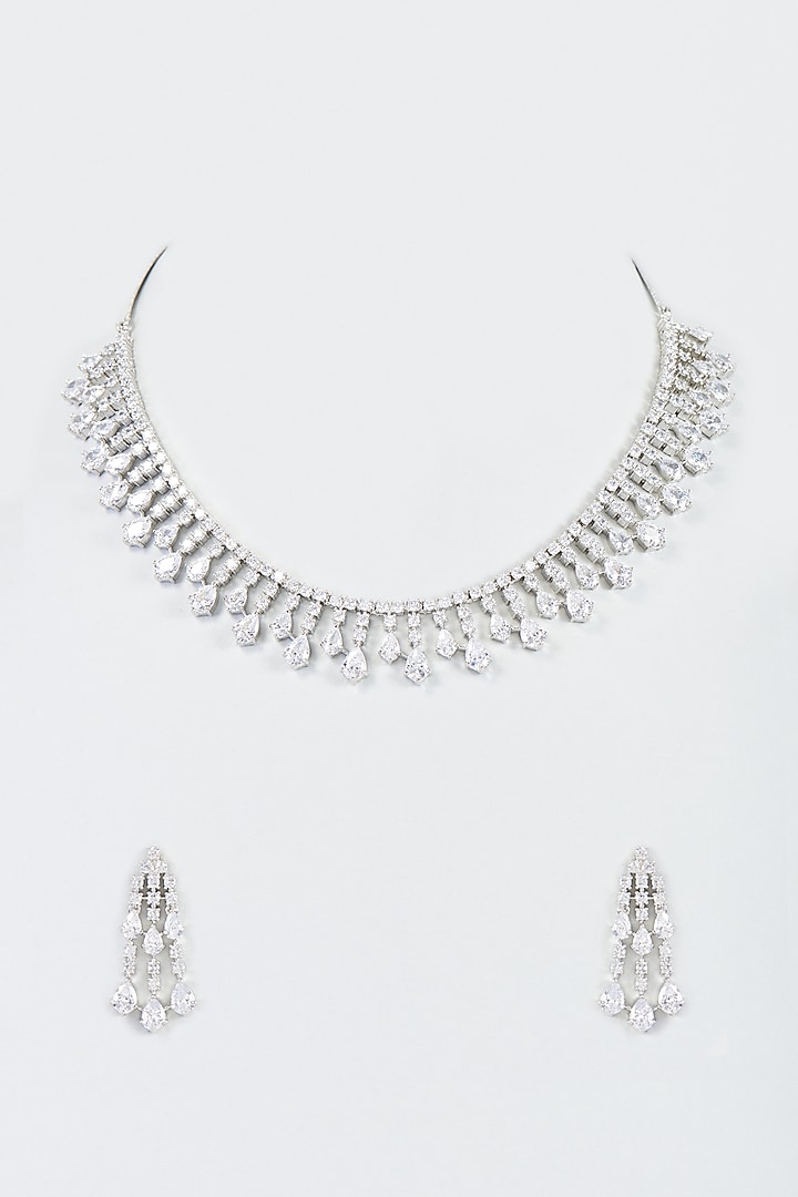 White Finish Zircon Necklace Set by Aster at Pernia's Pop Up Shop
