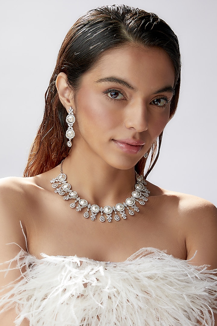 White Finish Zircon Necklace Set by Aster at Pernia's Pop Up Shop