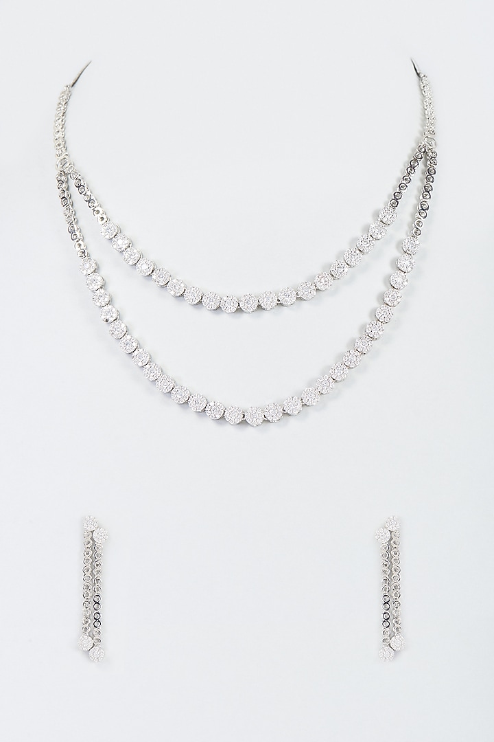 White Finish Zircon Layered Necklace Set by Aster at Pernia's Pop Up Shop