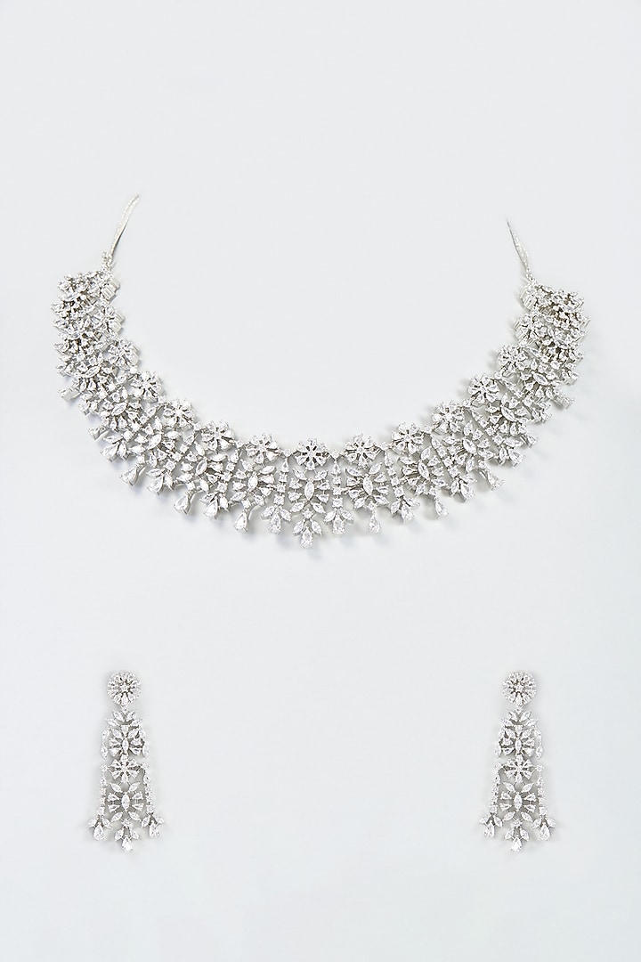 White Finish Zircon Necklace Set by Aster at Pernia's Pop Up Shop