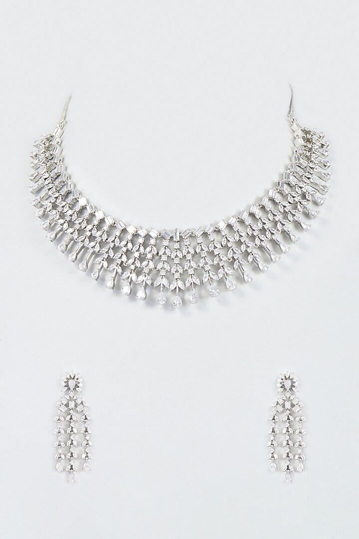 White Finish Zircon Necklace Set by Aster at Pernia's Pop Up Shop
