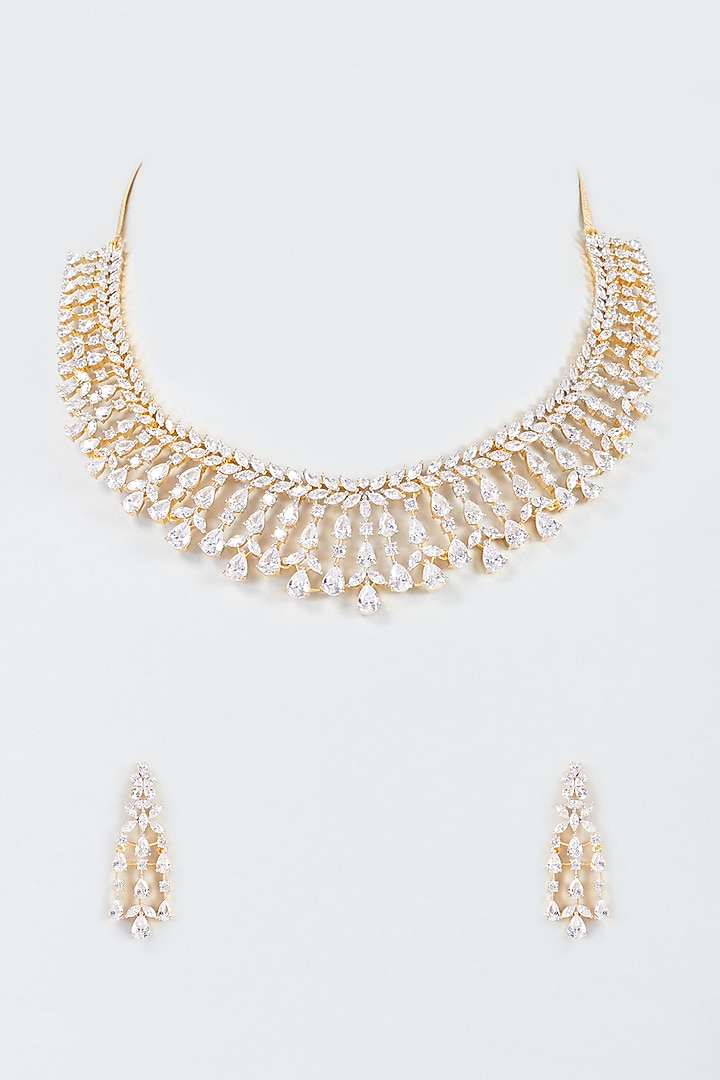 Gold Finish Zircon Necklace Set by Aster at Pernia's Pop Up Shop