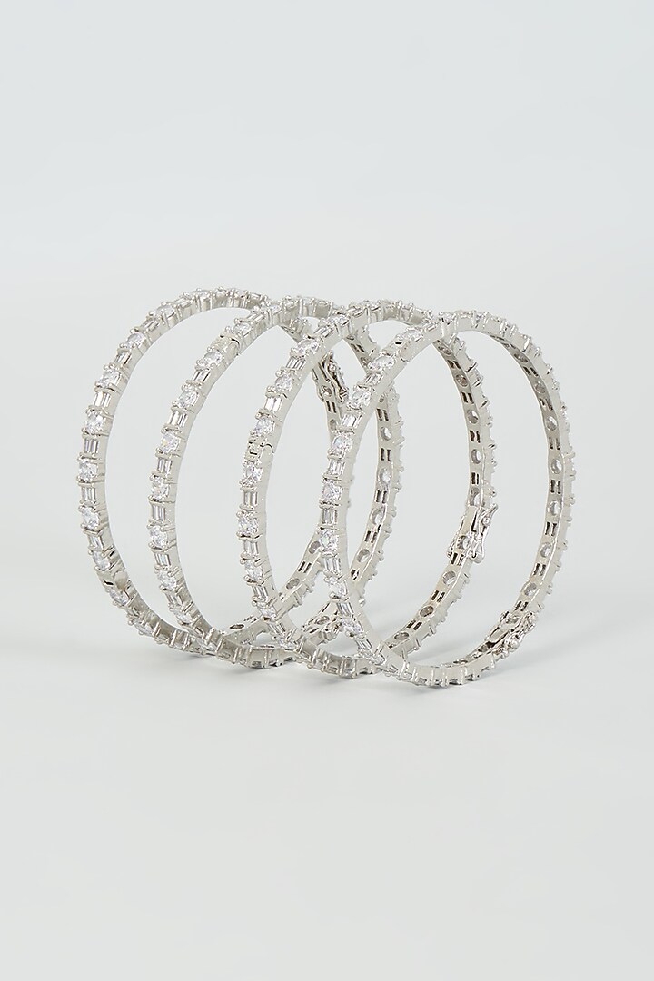 White Finish Bangles (Set Of 2) by Aster at Pernia's Pop Up Shop