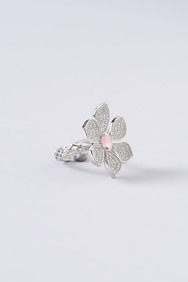 White Finish Pink Stone Ring by Aster at Pernia's Pop Up Shop