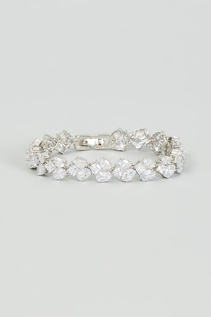White Finish Faux Diamond Bracelet by Aster at Pernia's Pop Up Shop