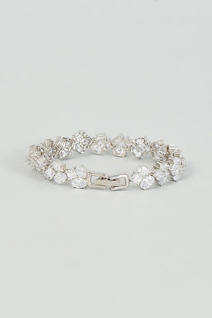 White Finish Faux Diamond Bracelet by Aster at Pernia's Pop Up Shop