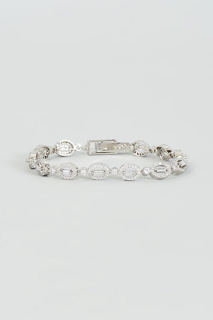 White Finish Faux Diamond Bracelet by Aster at Pernia's Pop Up Shop