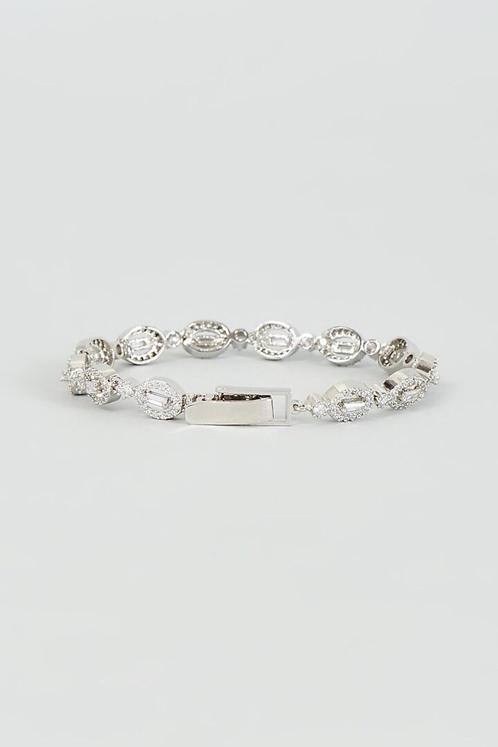 White Finish Faux Diamond Bracelet by Aster at Pernia's Pop Up Shop