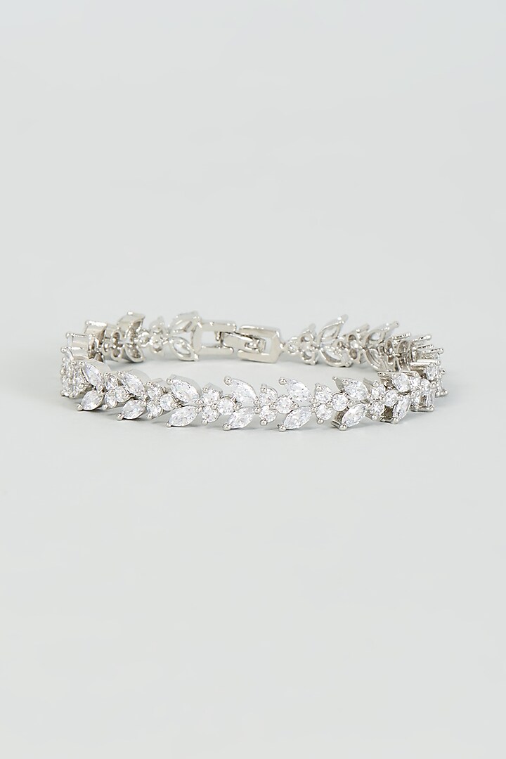 White Finish Faux Diamond Bracelet by Aster at Pernia's Pop Up Shop