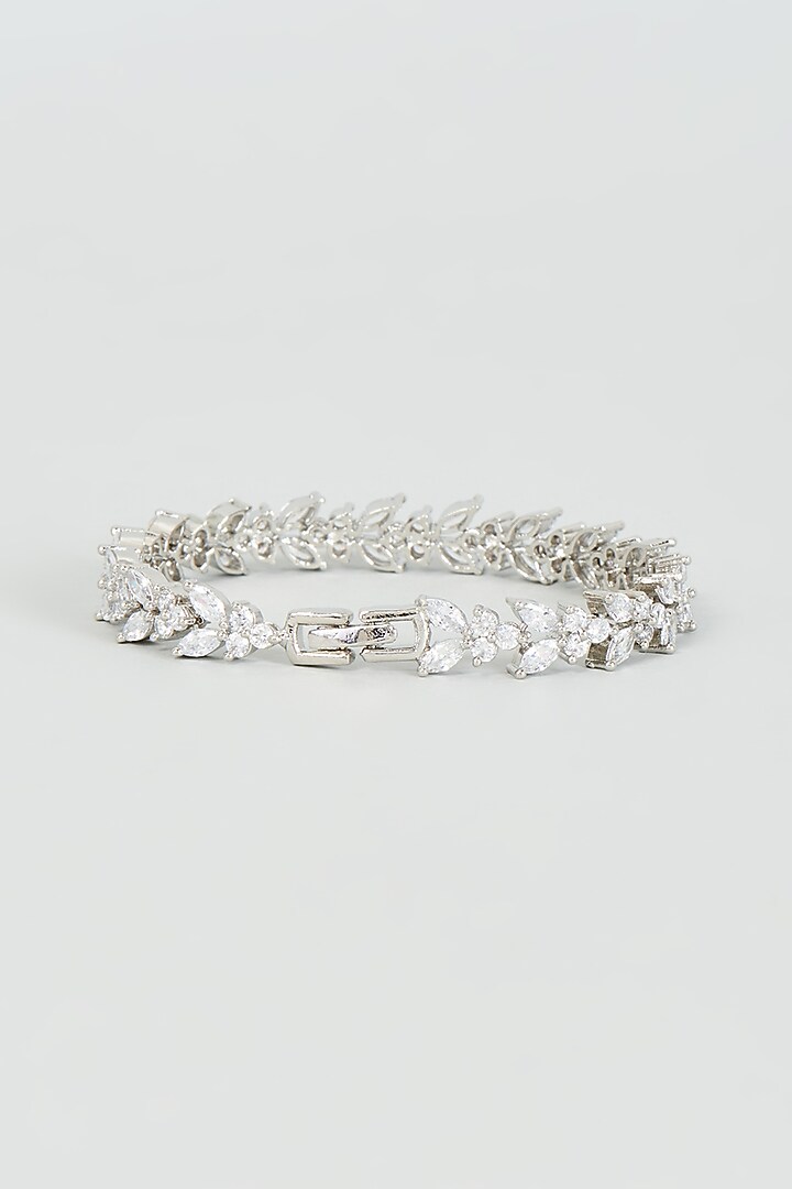 White Finish Faux Diamond Bracelet by Aster at Pernia's Pop Up Shop