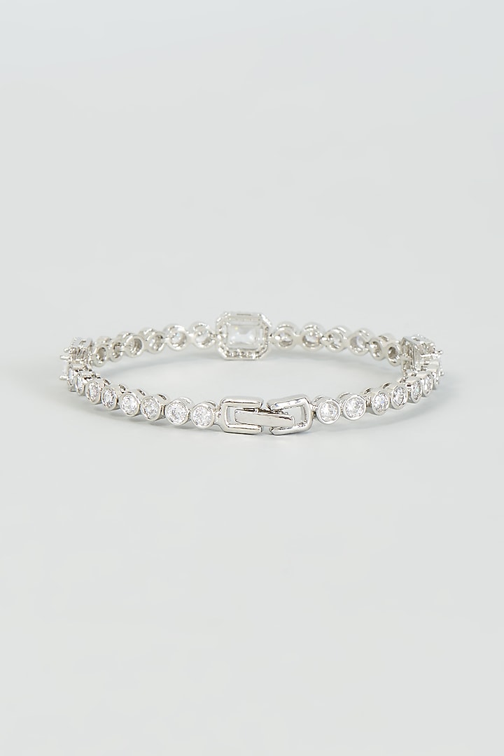 White Finish Faux Diamond Bracelet by Aster at Pernia's Pop Up Shop