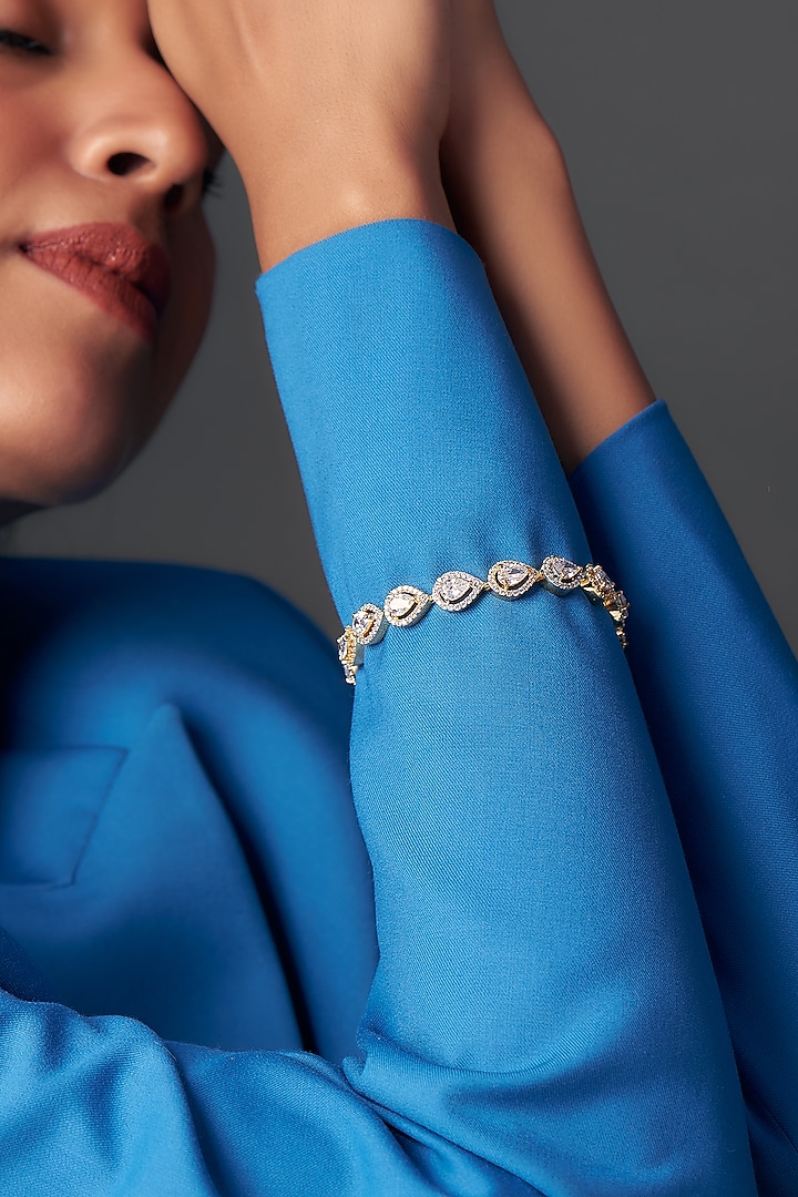 Gold Finish Faux Diamond Bracelet by Aster at Pernia's Pop Up Shop