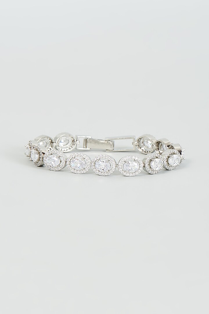 White Finish Faux Diamond Bracelet by Aster at Pernia's Pop Up Shop