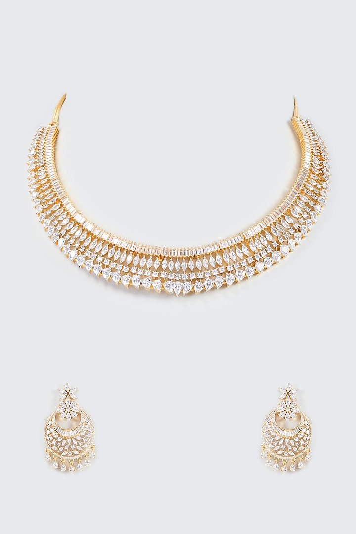 Gold Finish Zircon Necklace Set by Aster at Pernia's Pop Up Shop