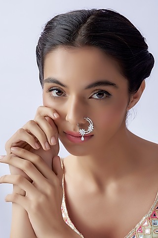 White Finish Zircon Nose Ring by Aster