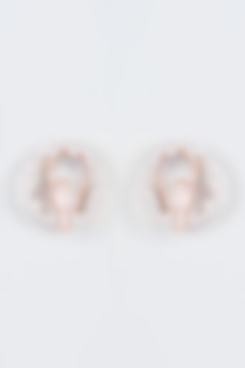 Rose Gold Finish Zircon Stud Earrings by Aster at Pernia's Pop Up Shop