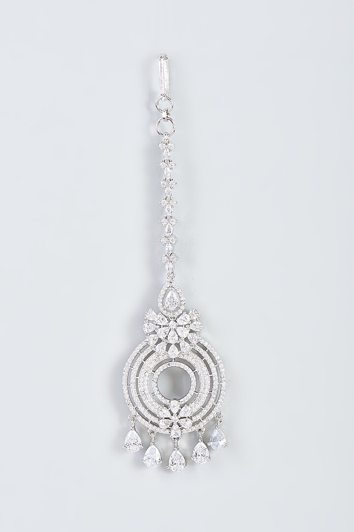 White Finish Zircon Maangtikka by Aster at Pernia's Pop Up Shop