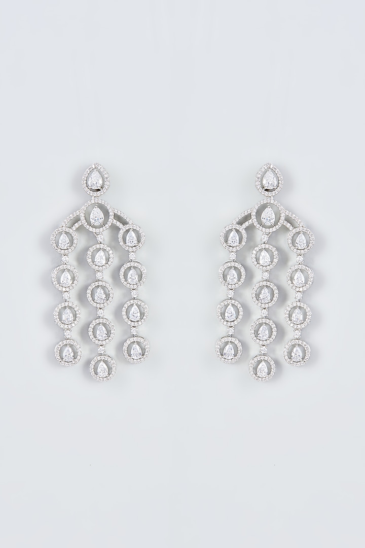 White Finish Zircon Dangler Earrings by Aster at Pernia's Pop Up Shop