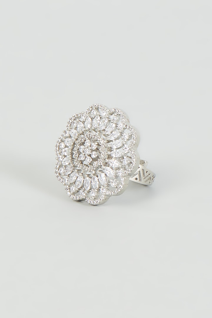 White Finish Zircon Ring by Aster