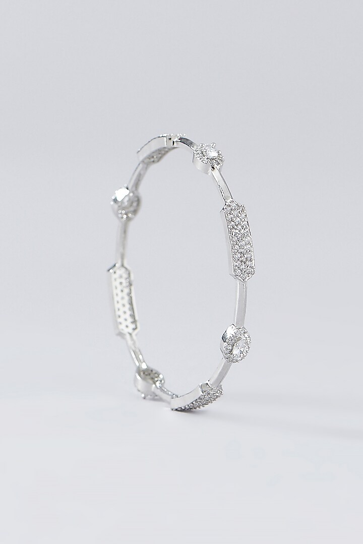 White Finish Faux Diamond Bangles (Set of 2) by Aster at Pernia's Pop Up Shop