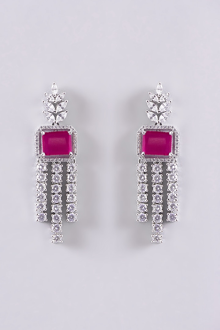White Finish Red Stone Layered Necklace Set by Aster at Pernia's Pop Up Shop