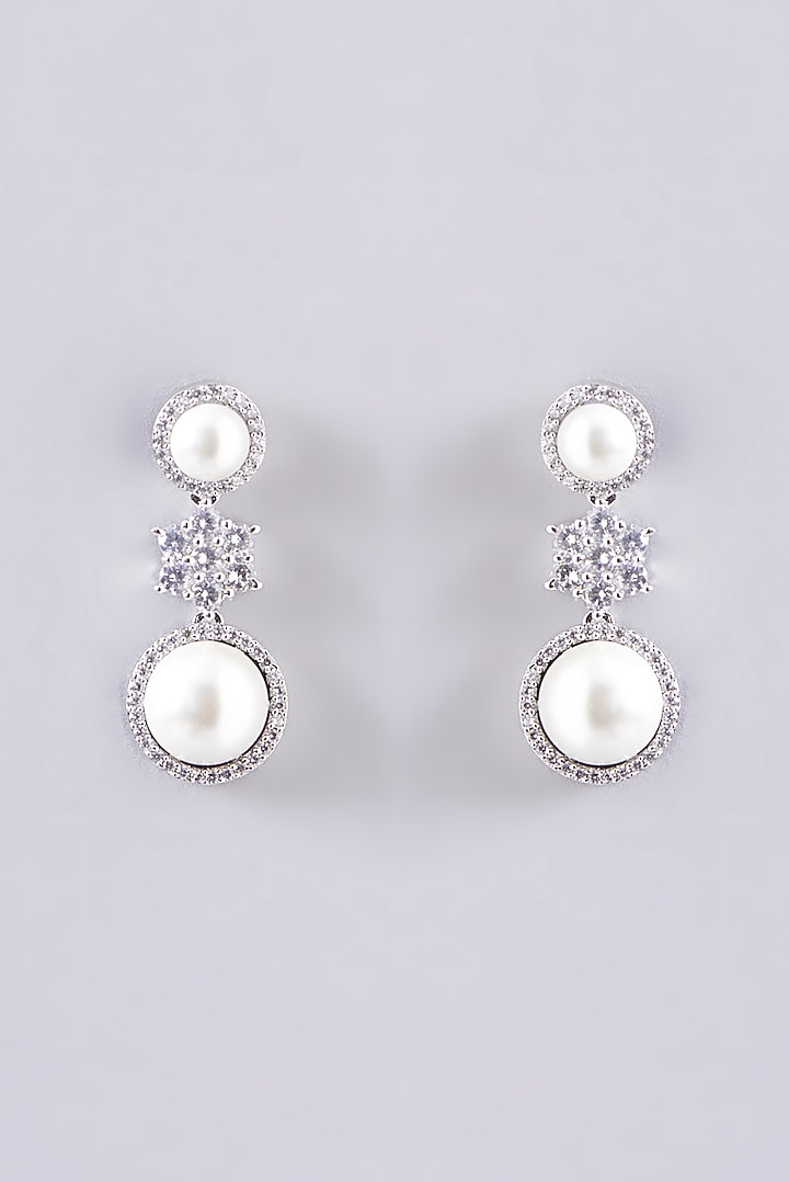 White Finish Faux Diamond Necklace Set by Aster at Pernia's Pop Up Shop