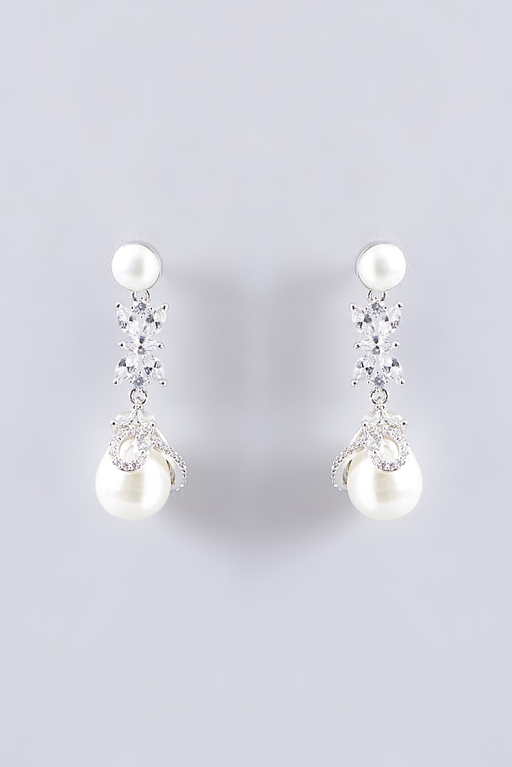 White Finish Faux Diamond Necklace Set by Aster at Pernia's Pop Up Shop