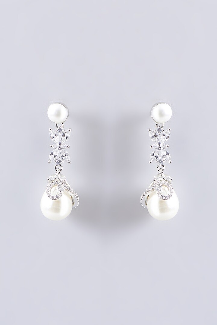 White Finish Faux Diamond Necklace Set by Aster at Pernia's Pop Up Shop