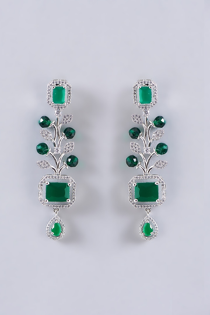 White Finish Green Stone Necklace Set by Aster at Pernia's Pop Up Shop