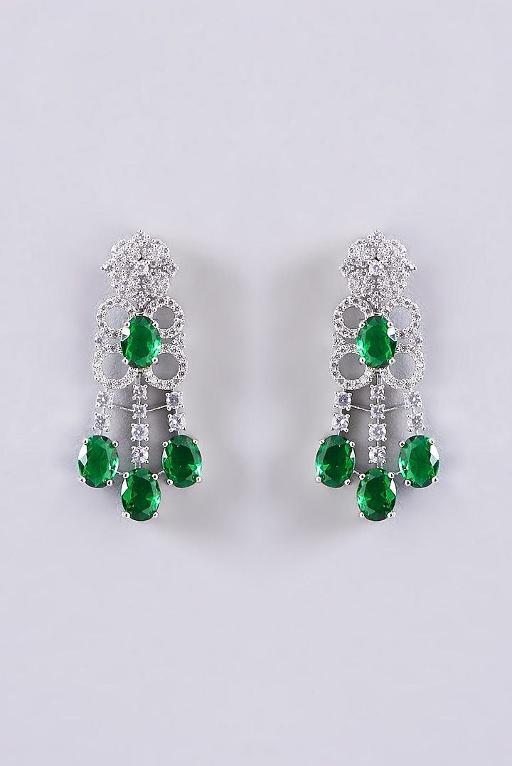 White Finish Green Stone Layered Necklace Set by Aster at Pernia's Pop Up Shop