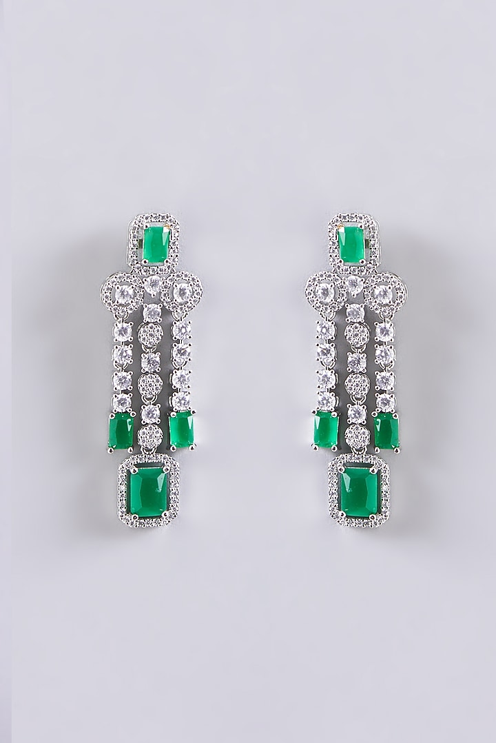 White Finish Green Stone Necklace Set by Aster at Pernia's Pop Up Shop