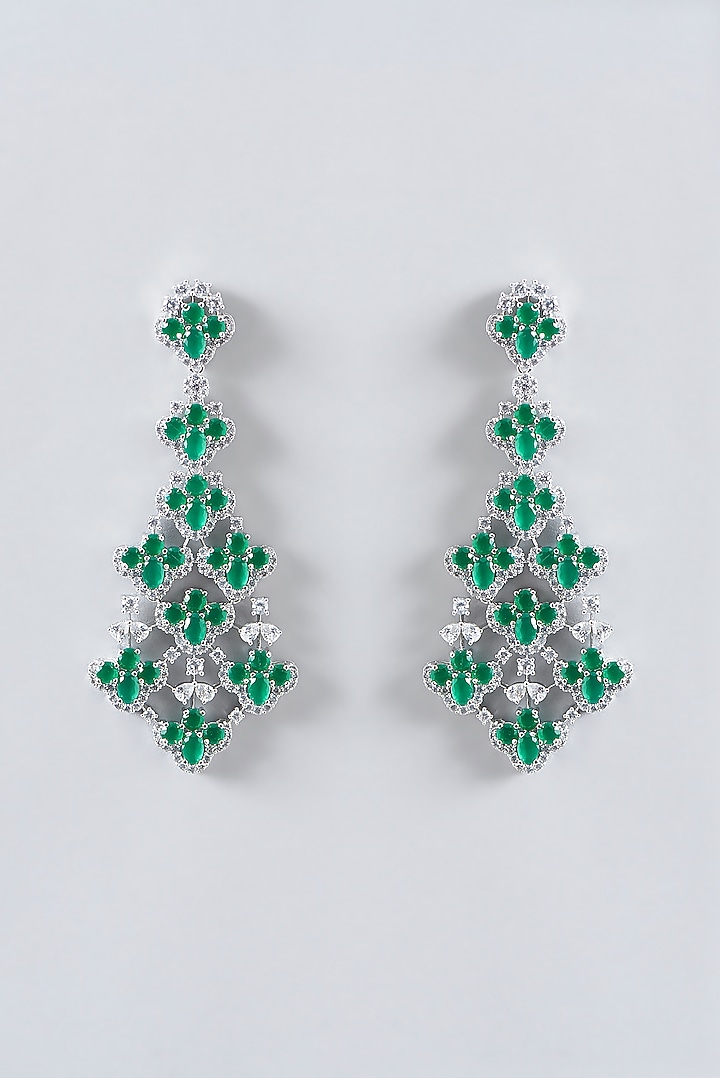 White Finish Zircon & Emerald Choker Necklace Set by Aster at Pernia's Pop Up Shop