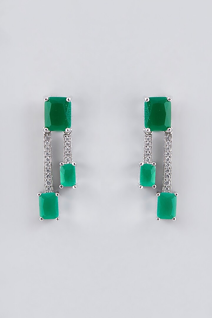 White Finish Zircon & Emerald Necklace Set by Aster at Pernia's Pop Up Shop