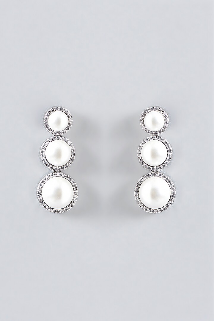 White Finish Faux Diamond & Pearl Necklace Set by Aster at Pernia's Pop Up Shop