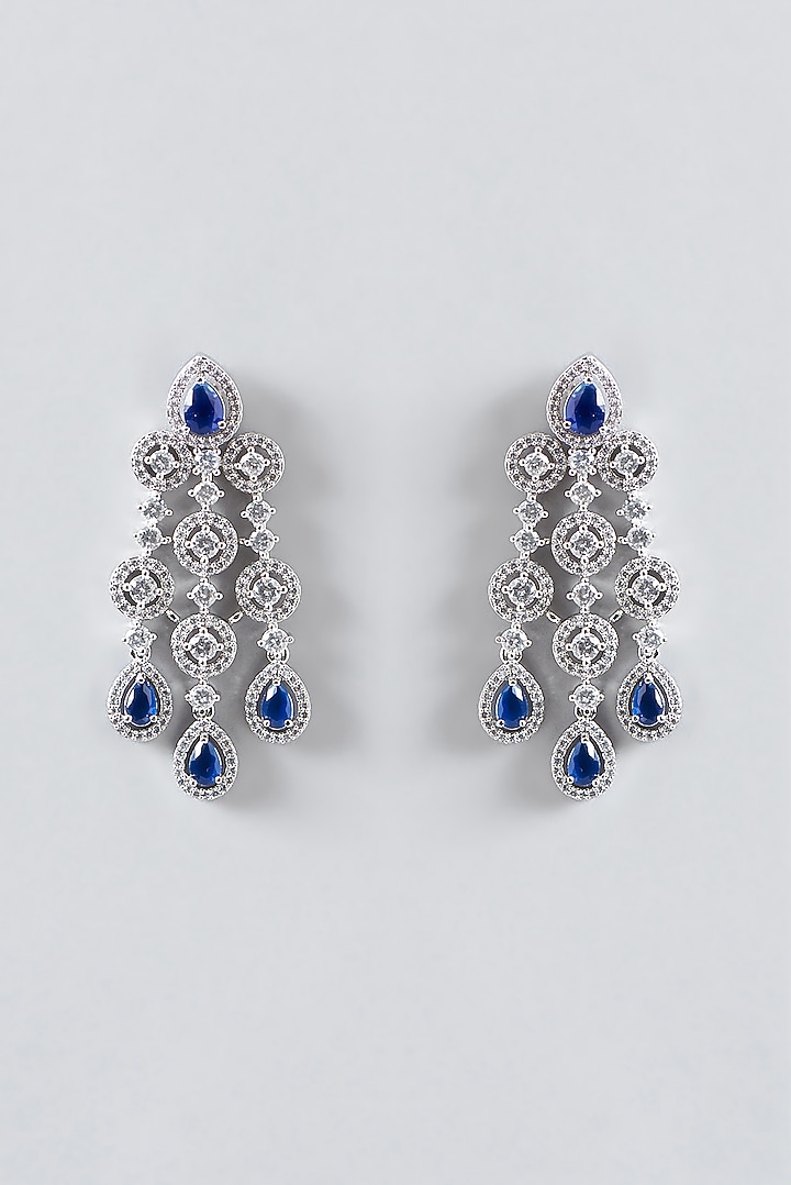 White Finish Zircon & Blue Stone Necklace Set by Aster at Pernia's Pop Up Shop