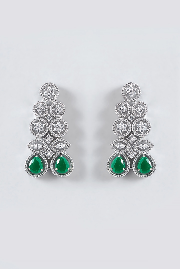 White Finish Zircon & Emerald Choker Necklace Set by Aster at Pernia's Pop Up Shop