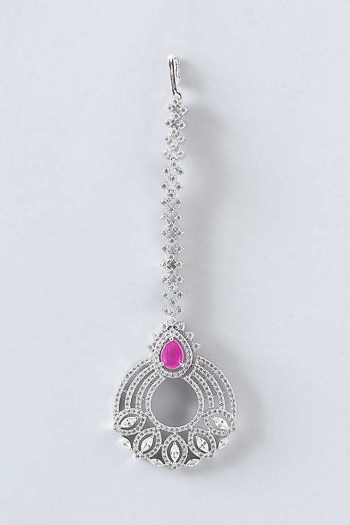 White Finish Zircon & Ruby Choker Necklace Set by Aster at Pernia's Pop Up Shop