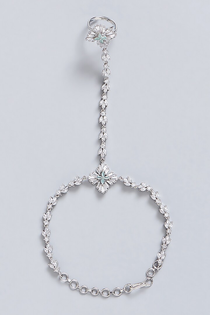 White Finish Faux Diamonds Hathphool by Aster at Pernia's Pop Up Shop