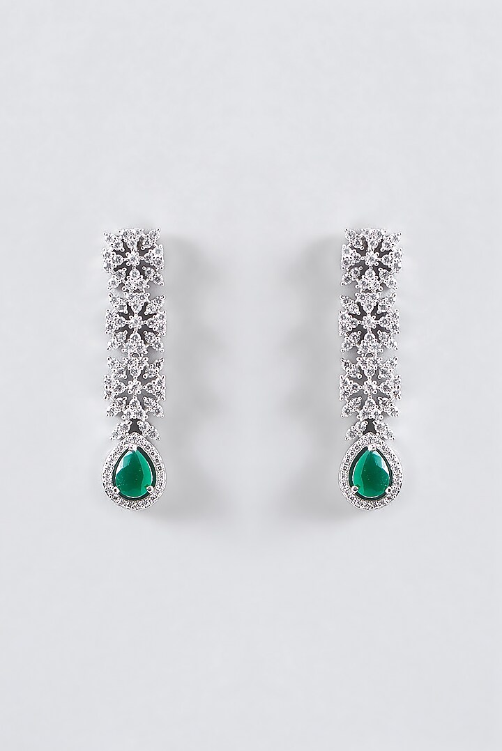 White Finish Zircon & Emerald Necklace Set by Aster at Pernia's Pop Up Shop