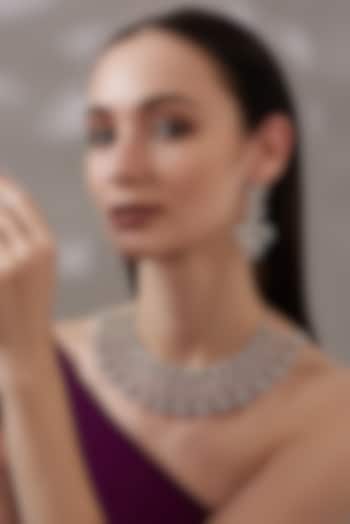 White Finish Faux Diamond Necklace Set by Aster at Pernia's Pop Up Shop