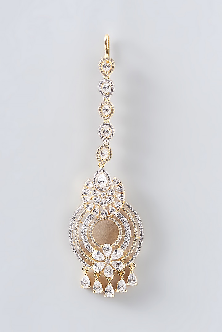Gold Finish Faux Diamond Maang Tikka by Aster at Pernia's Pop Up Shop