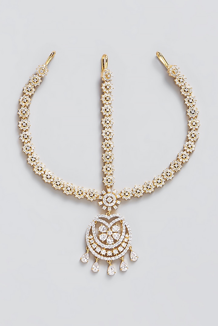 Gold Finish Faux Diamond Mathapatti by Aster at Pernia's Pop Up Shop
