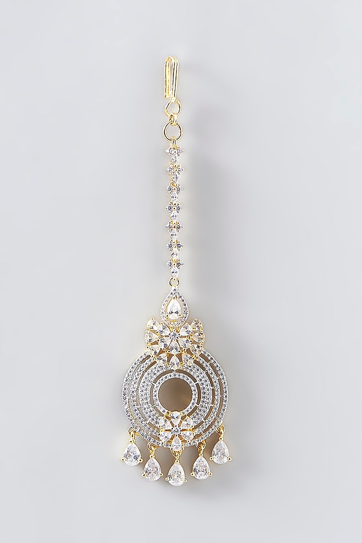 Gold Finish Faux Diamond Maangtikka by Aster at Pernia's Pop Up Shop