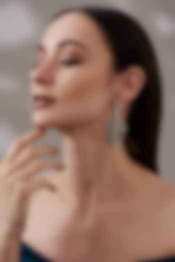 White Finish Faux Diamond Dangler Earrings by Aster at Pernia's Pop Up Shop