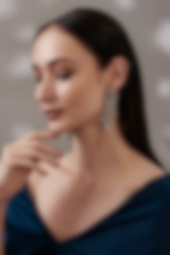 White Finish Faux Diamond Dangler Earrings by Aster at Pernia's Pop Up Shop