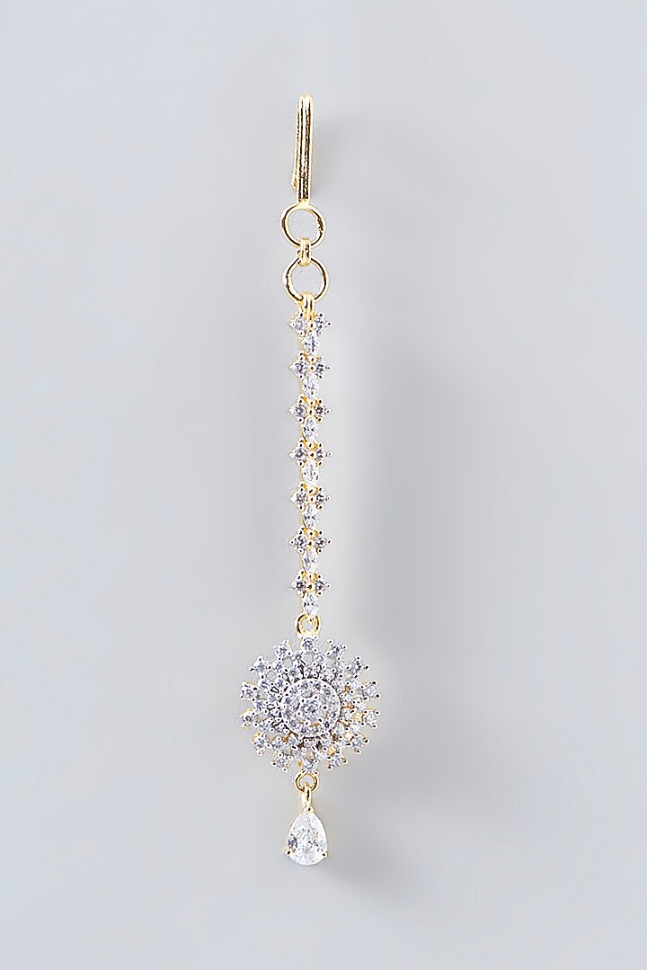 Gold Finish Faux Diamond Maangtikka by Aster at Pernia's Pop Up Shop