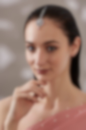 White Finish Faux Diamond Maangtikka by Aster at Pernia's Pop Up Shop