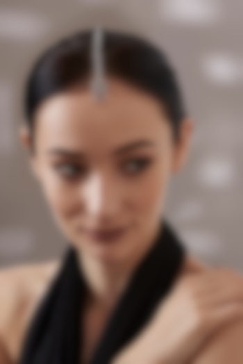 White Finish Faux Diamond Maangtikka by Aster at Pernia's Pop Up Shop