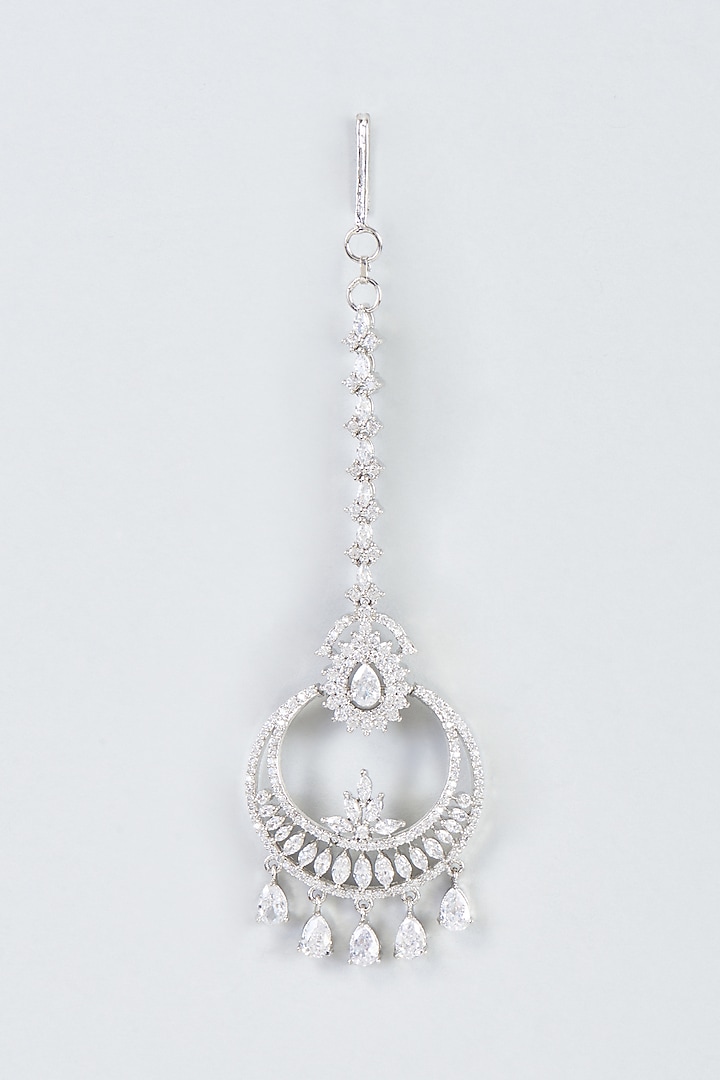 White Finish Zircon Maang Tikka by Aster at Pernia's Pop Up Shop