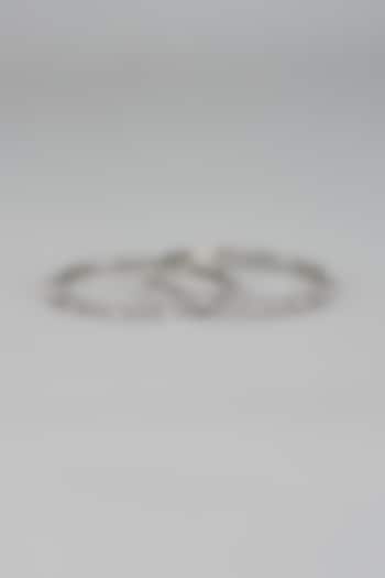 White Finish Zircon Bangles (Set Of 2) by Aster at Pernia's Pop Up Shop